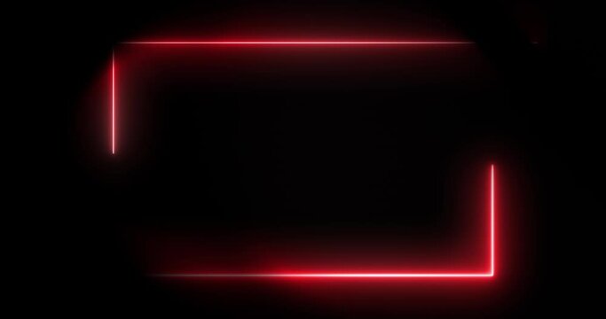 Red neon frame on black background