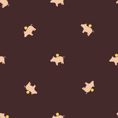 Piggy bank seamless pattern. Funny financial toy background.