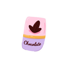 Stylized chocolate bar, doodle element, holiday clipart