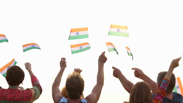 Hands Waving the Flags of India
