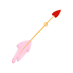 Simple doodle element of arrow for heart, holiday clipart