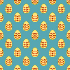 Tile vector pattern with colorful easter eggs on green background for seamless decoration wallpaper