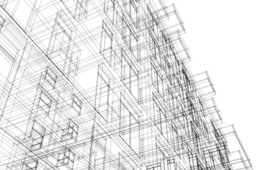 Fototapeta na wymiar Modern architecture 3d rendering vector illustration 