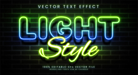Light style editable text style effect. Glowing text with green and blue colors, suitable for neon style theme.