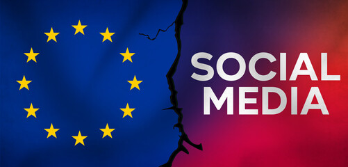 Europe Union Clash with Social Media Giants Over Data Sharing and Servers concept background. New Data policy news wallpaper