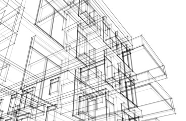 Modern architecture 3d rendering vector illustration
