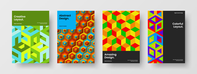 Fototapeta premium Original geometric shapes booklet concept bundle. Clean company cover vector design template composition.