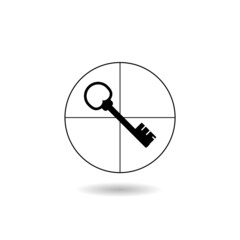 Simple key target icon with shadow
