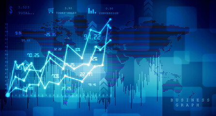 2d rendering Stock market online business concept. business Graph 
