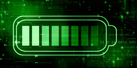 2d rendering Electrical energy and power supply source concept, accumulator battery with charging level indicator
   
    