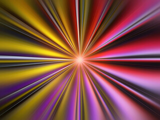 An illustration rendered in 3d of colorful light rays forming a tunnel of light and converging at the center.