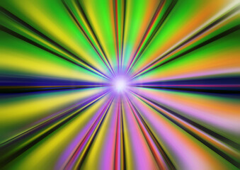Obraz premium An illustration rendered in 3d of colorful light rays forming a tunnel of light and converging at the center.