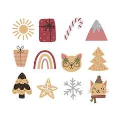 Christmas collection with traditional Christmas symbols and decorative elements.