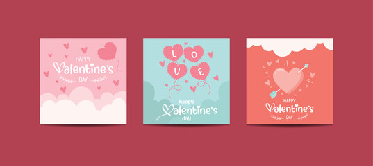 Happy Valentine's Day greeting card. Perfect for social media posts, mobile apps, banner designs and ads. 