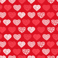 Valentine's Day hand drawn seamless pattern of cute hearts. Colorful romantic doodle sketch vector. Decorative illustration for greeting card, wallpaper, wrapping paper, fabric