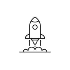Rocket takeoff icon. High quality black vector illustration.
