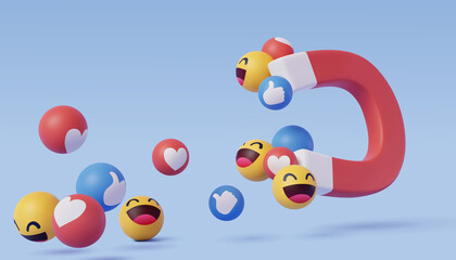 3d vector of Red Horseshoe Magnet with emoticon