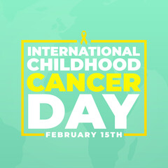 Fototapeta na wymiar International childhood cancer day february 15th modern creative banner, sign, design concept, social media post, template with yellow cancer awareness ribbon on an abstract background. 