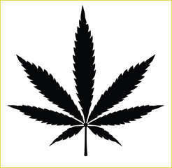 Marihuana leave, Hemp leaf, Cannabis leave, Ganja leaf, silhouette of leave symbol illustration .