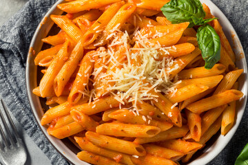 Homemade Penne Pasta with Marinara Sauce