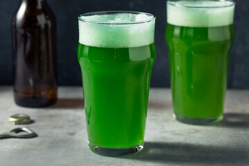 Cold Refreshing Green Beer in a Glass