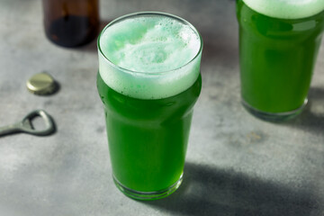 Cold Refreshing Green Beer in a Glass