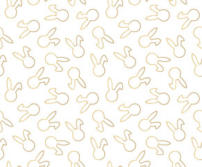 golden easter bunny seamless pattern - vector illustration