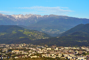 Fototapeta na wymiar Aerial view on Grenoble city, France