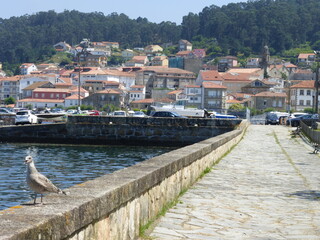 Muros, España. Bonito pueblo costero de Galicia. - obrazy, fototapety, plakaty
