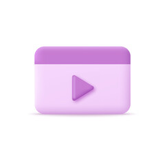 3d purple video player sign. Vector