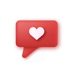 3d red heart message button. Vector
