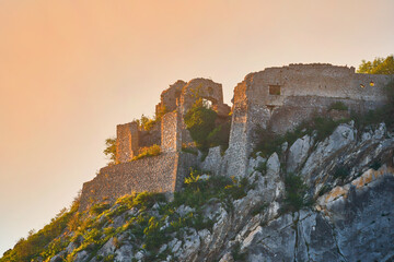 Obraz premium View on Bastille in Grenoble at sunset