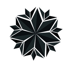 a black flower made of geometric shapes. Stylish print.