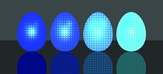 Set of blue easter chocolate eggs with dots