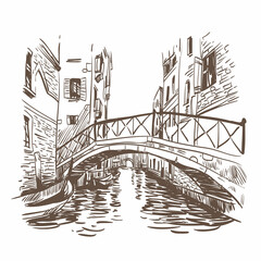 Venice city. Italy. Hand drawn, vector illustration © romanya