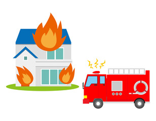 消防車　火事　ベクターイラスト ©  NiSihSion