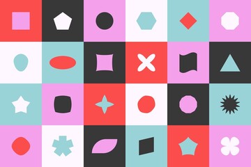 Basic geometric shapes. Abstract elements brutalism style, modern brutalist simple figures for poster art. Vector design