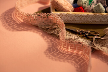 Fototapeta na wymiar Cotton Lace, guipure, crochet.