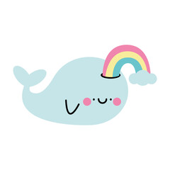 Obraz premium cute whale kawaii