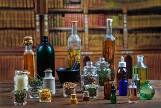 Apothecary -Interior view of a store with bottle bottles vitage