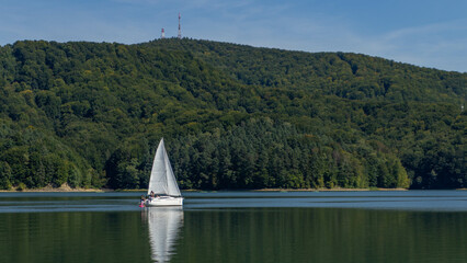 Sailboats on Lake Solina in the Bieszczady Mountains