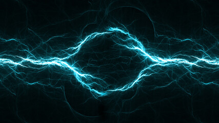Cold blue plasma, abstract electrical lightning - 486105595
