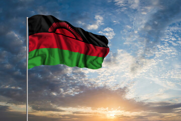 Waving National flag of Malawi