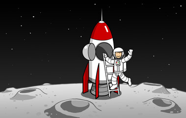 Astronaut steigt nach Mondlandung aus Raumschiff © Robert Kneschke