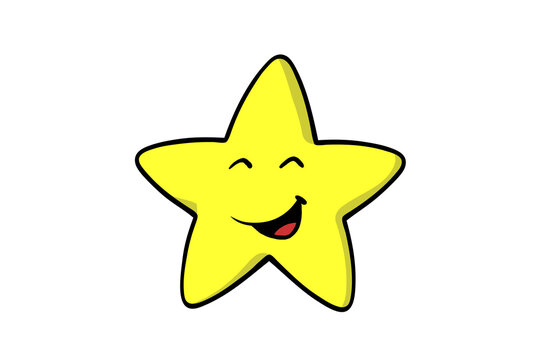 Gelbes Stern Gesicht als Emoticon schaut lachend