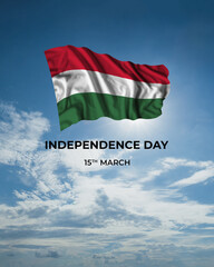 Hungary independence day card with flag