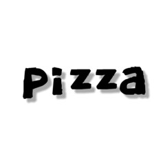 Word "Pizza" isolated on a white background. Lettering illustration