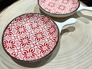 empty new and clean porcelain serving plates