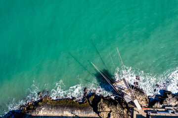 Trabucco, trabocco, tradizionali case di pescatori del sud Italia