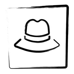 Hat, framed brush strokes, vector illustration.